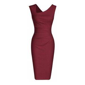 Haute Edition Wine Body Con Midi Ruched Dress Sx Xl-